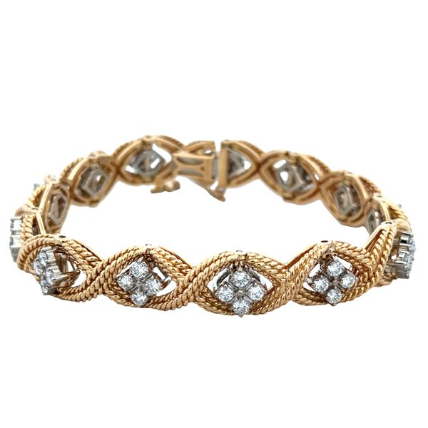 Vintage Jabel 18k Yellow Gold Diamond Trellis Link Bracelet – 7