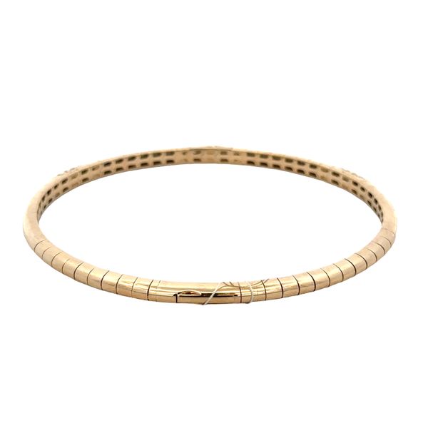 14k Yellow Gold Diamond Flexible Scale Bangle Bracelet – 6.75