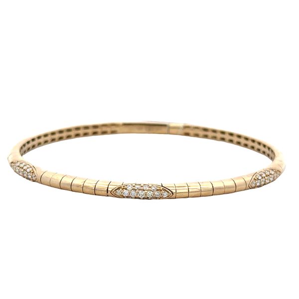 14k Yellow Gold Diamond Flexible Scale Bangle Bracelet – 6.75