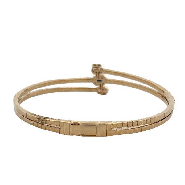 14k Yellow Gold Diamond Flexible Bypass Bangle Bracelet – 6.5