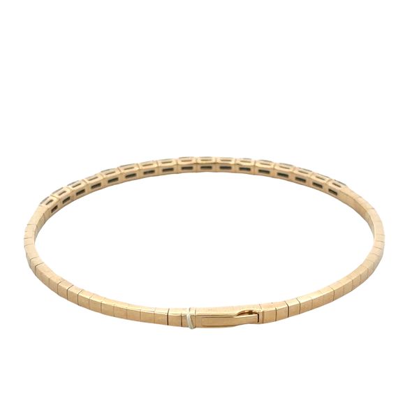 14k Yellow Gold Emerald-Cut Diamond Flexible Bangle Bracelet – 6.75