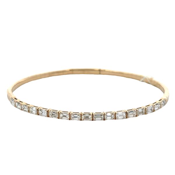 14k Yellow Gold Emerald-Cut Diamond Flexible Bangle Bracelet – 6.75