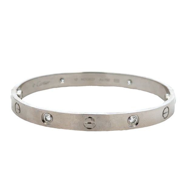 Estate Cartier Love 18k White Gold Diamond Bracelet – Size 17 Image 2 Perry's Diamonds & Estate Jewelry Charlotte, NC