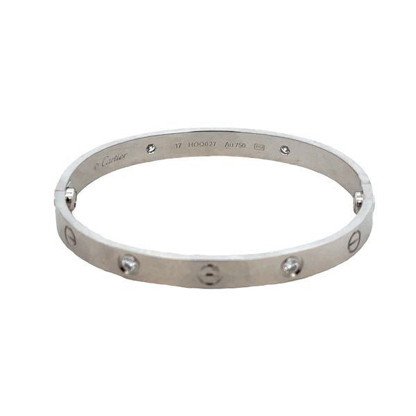 Estate Cartier Love 18k White Gold Diamond Bracelet – Size 17 Image 3 Perry's Diamonds & Estate Jewelry Charlotte, NC