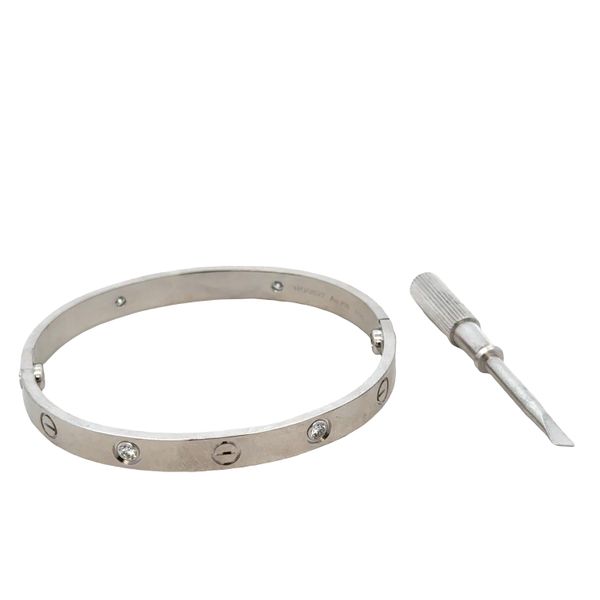 Estate Cartier Love 18k White Gold Diamond Bracelet – Size 17 Image 4 Perry's Diamonds & Estate Jewelry Charlotte, NC
