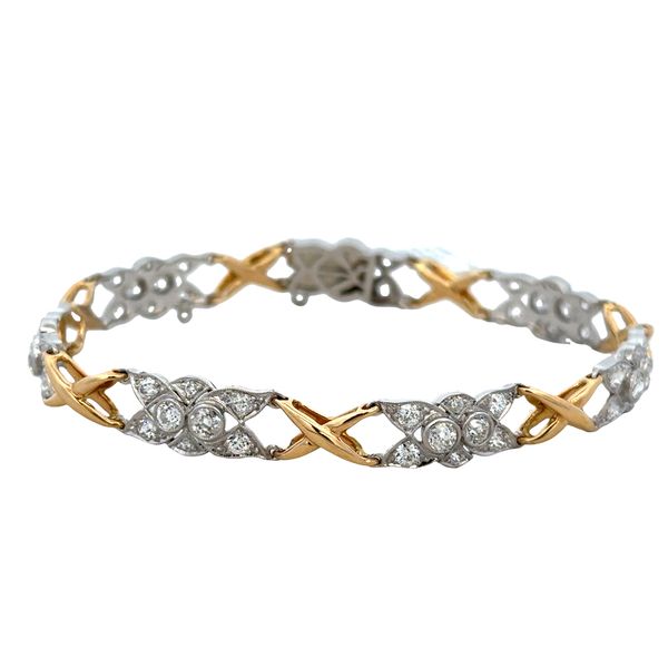 Platinum & 18k Yellow Gold Old Mine Cut Diamond Bracelet – 7.25 Inches Perry's Diamonds & Estate Jewelry Charlotte, NC