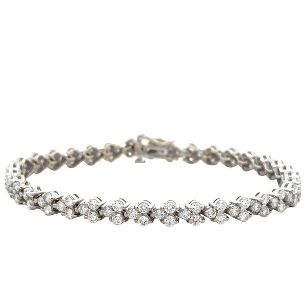 18k White Gold Diamond Cluster Bracelet – 7