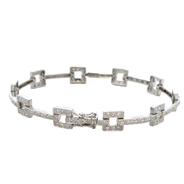 14k White Gold Geometric Diamond Bracelet – 7