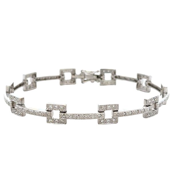14k White Gold Geometric Diamond Bracelet – 7