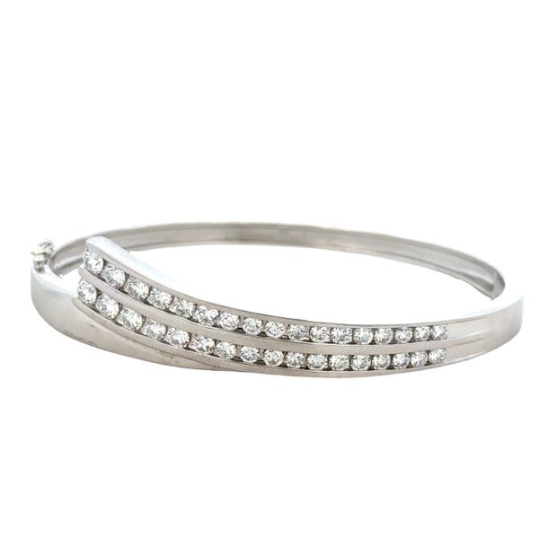 14k White Gold 2.26 CTW Diamond Hinged Bangle Bracelet – Fits a 6.75