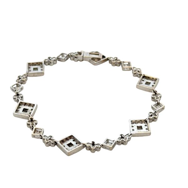 14k White Gold 3.06 CT Diamond Vintage-Inspired Geometric Bracelet – 7.25