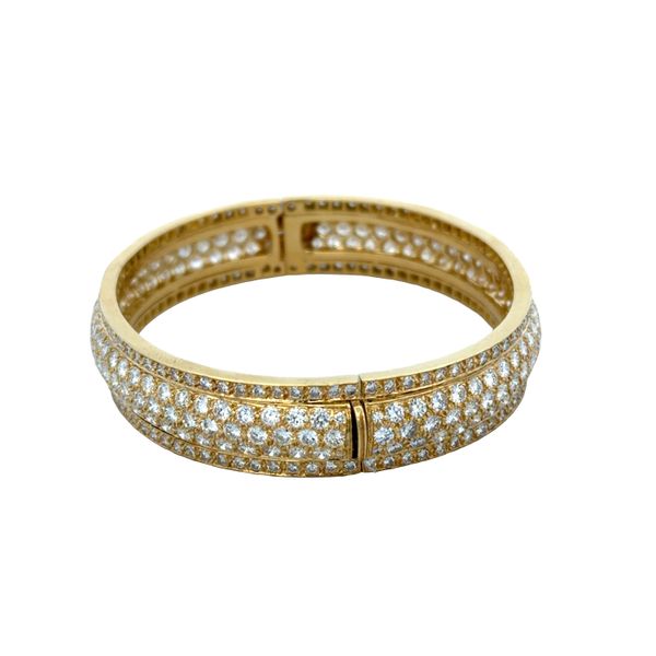 18k Yellow Gold 6.38 CT Pavé Diamond Hinged Bangle Bracelet Image 3 Perry's Diamonds & Estate Jewelry Charlotte, NC