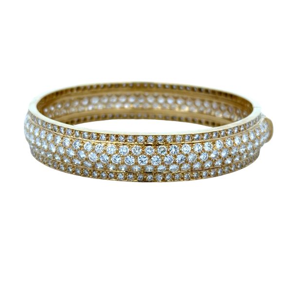18k Yellow Gold 6.38 CT Pavé Diamond Hinged Bangle Bracelet Perry's Diamonds & Estate Jewelry Charlotte, NC