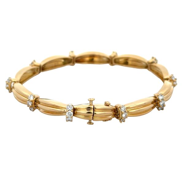 Vintage Tiffany & Co. 18k Yellow Gold 1.50 CT Diamond Textured Link Bracelet – 7