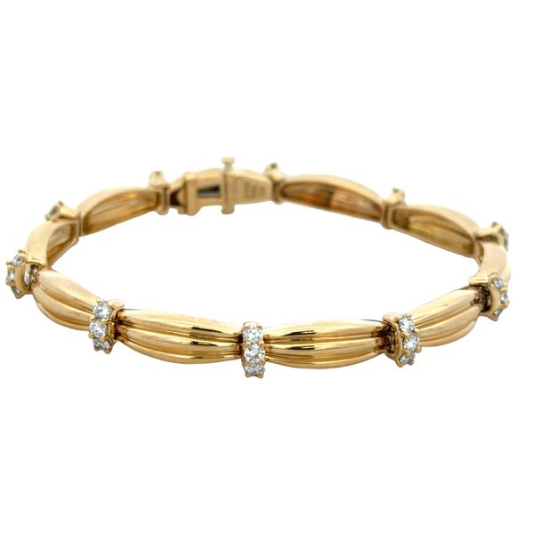 Vintage Tiffany & Co. 18k Yellow Gold 1.50 CT Diamond Textured Link Bracelet – 7