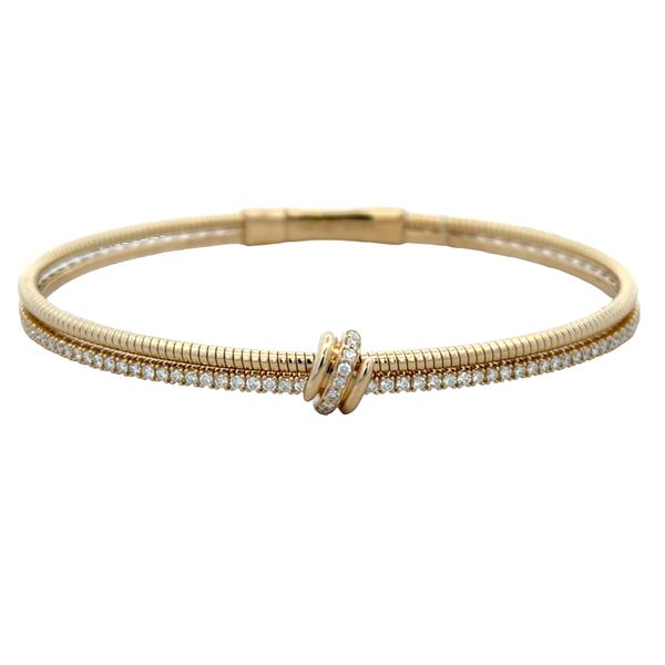 14k Yellow Gold 0.50 CT Diamond Two-Row Flexible Knot Bangle Bracelet Perry's Diamonds & Estate Jewelry Charlotte, NC
