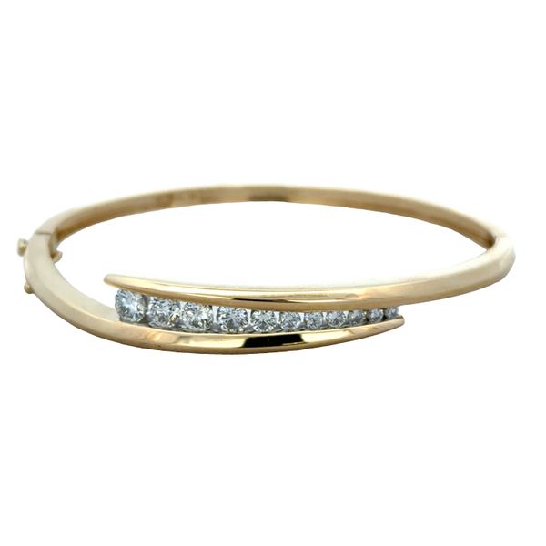 14k Yellow Gold 1.36 CT Graduated Diamond Bypass Bangle Bracelet Perry's Diamonds & Estate Jewelry Charlotte, NC