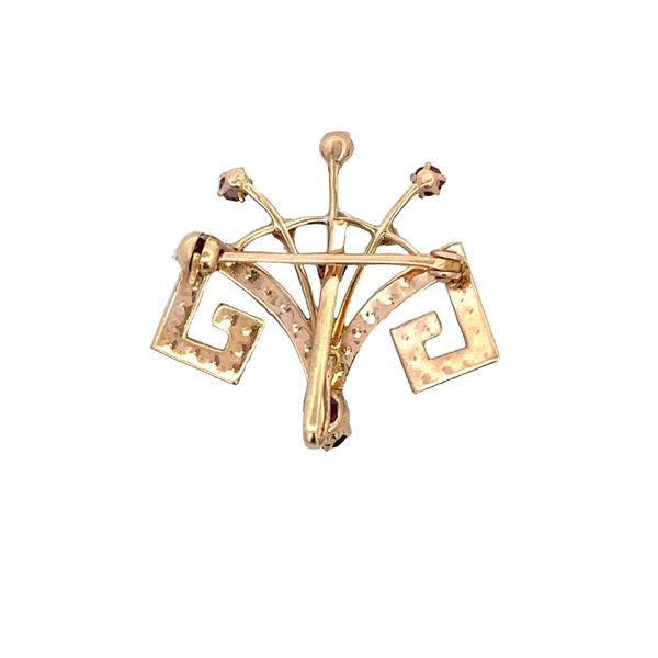 Antique Art Nouveau Amythest Glass Brooch in Yellow Gold Image 2 Perry's Diamonds & Estate Jewelry Charlotte, NC