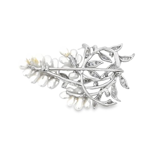 Estate Kurt Wayne Pearl and Diamond Brooch in White Gold Image 2 Perry's Diamonds & Estate Jewelry Charlotte, NC