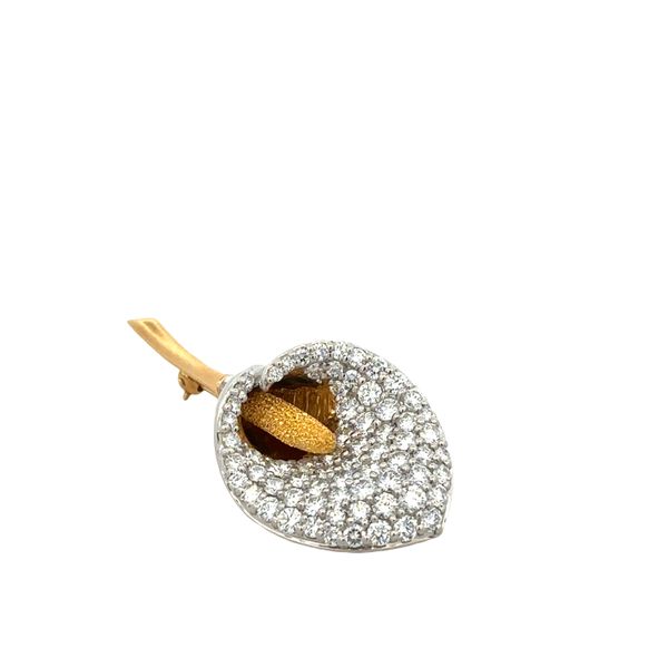 Pavé Set Diamond Lilly Brooch in Platinum and 18k Yellow Gold Image 2 Perry's Diamonds & Estate Jewelry Charlotte, NC