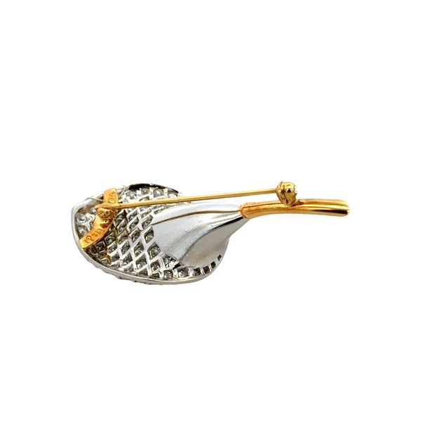 Pavé Set Diamond Lilly Brooch in Platinum and 18k Yellow Gold Image 4 Perry's Diamonds & Estate Jewelry Charlotte, NC