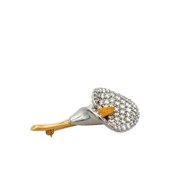 Pavé Set Diamond Lilly Brooch in Platinum and 18k Yellow Gold Perry's Diamonds & Estate Jewelry Charlotte, NC