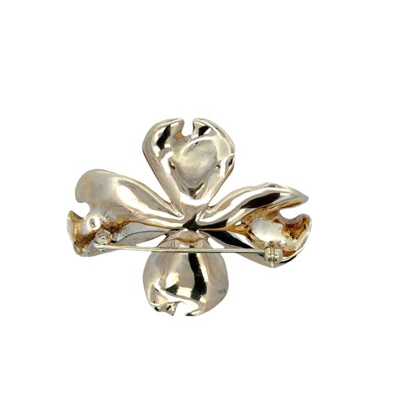 Vintage Textured Diamond Dogwood Brooch in 18k Yellow Gold Image 3 Perry's Diamonds & Estate Jewelry Charlotte, NC