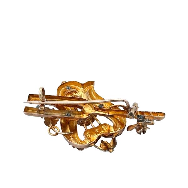 Antique Victorian 12–13 Karat Rose & Green Gold Lyre Brooch – Circa 1890s Image 2 Perry's Diamonds & Estate Jewelry Charlotte, NC