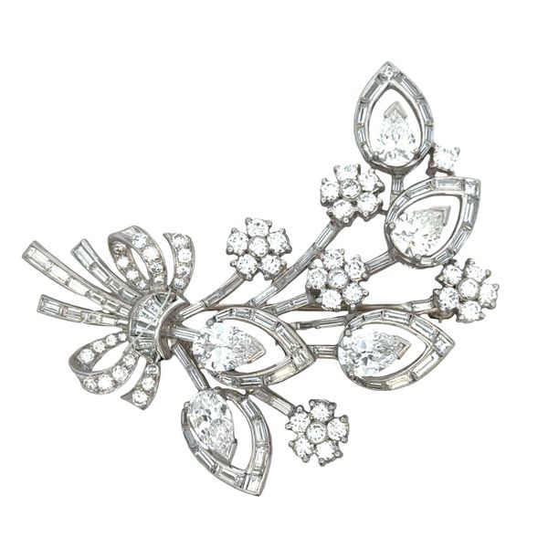 Vintage Mid-Century Platinum Diamond Spray Brooch – Circa 1950s Image 2 Perry's Diamonds & Estate Jewelry Charlotte, NC
