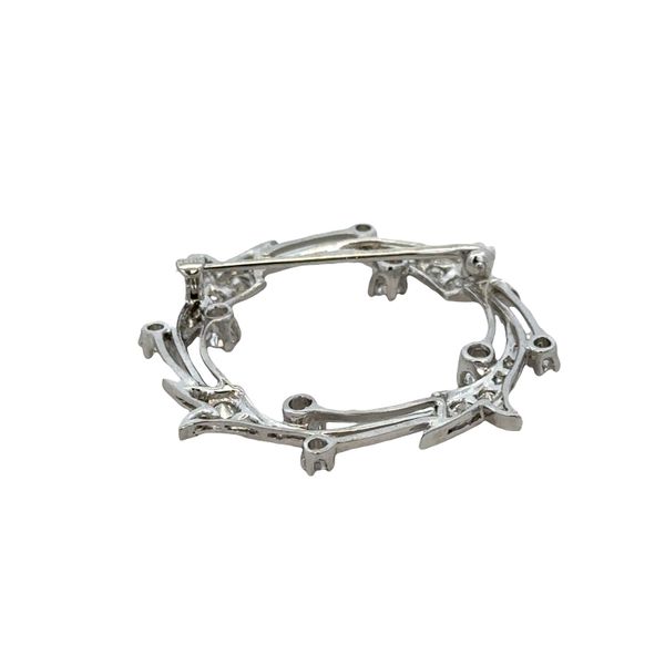 Vintage Mid-Century 14k White Gold Diamond Foliate Circle Brooch – Circa 1950s Image 3 Perry's Diamonds & Estate Jewelry Charlotte, NC