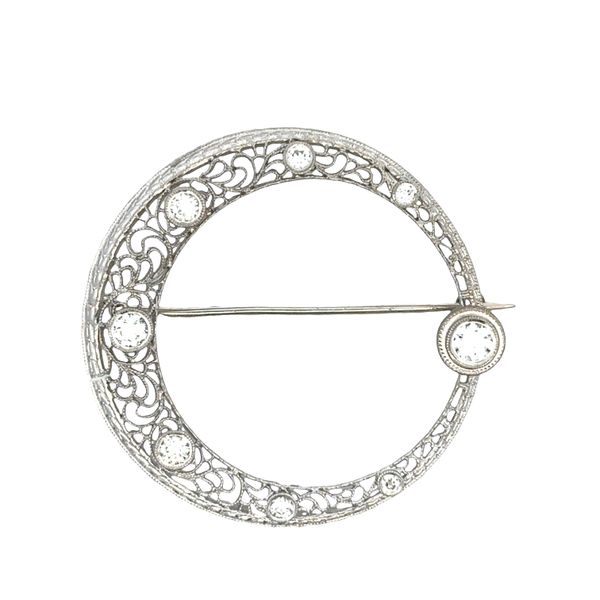 Antique Edwardian / Art Deco Platinum & 14k White Gold Diamond Crescent Brooch – Circa 1910s–1920s Image 3 Perry's Diamonds & Estate Jewelry Charlotte, NC