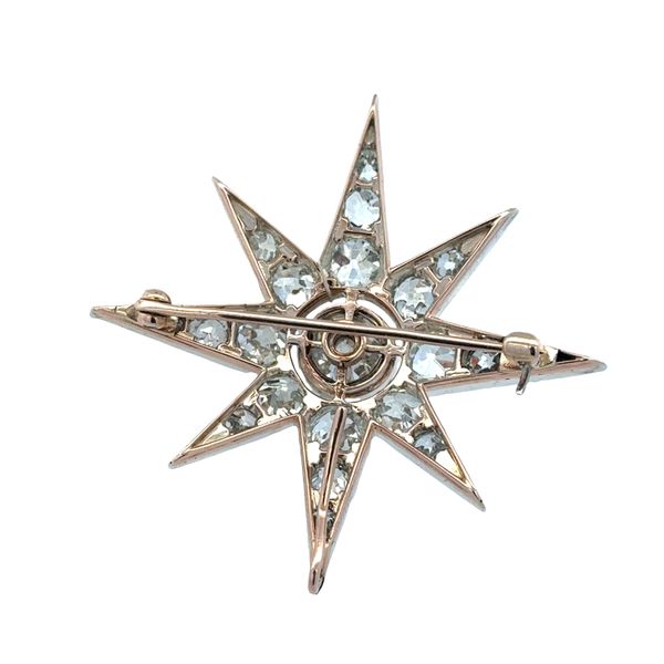 Antique Victorian 12k Rose & White Gold Diamond Star Brooch – Circa 1890s Image 2 Perry's Diamonds & Estate Jewelry Charlotte, NC