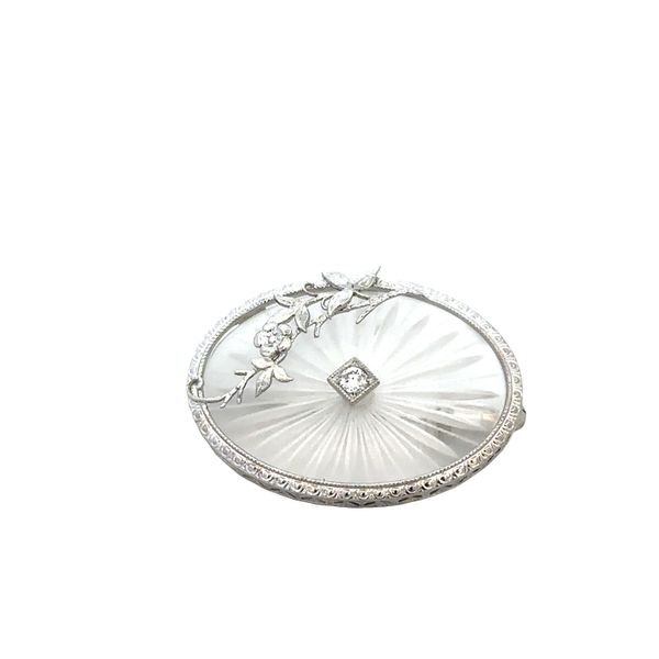 Vintage Art Deco 14k White Gold Camphor Glass Diamond Brooch – Circa 1930s Perry's Diamonds & Estate Jewelry Charlotte, NC