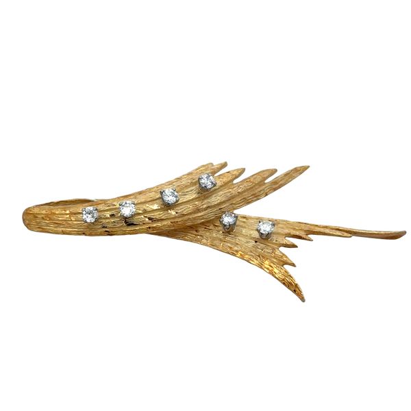 Vintage 14k Yellow Gold Diamond Abstract Foliate Brooch Perry's Diamonds & Estate Jewelry Charlotte, NC
