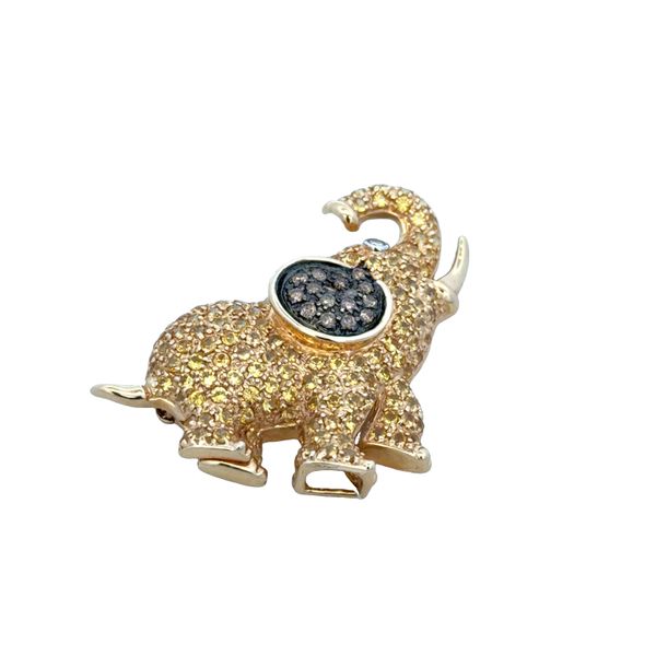 14k Yellow Gold 4.47 CT Yellow Sapphire & Cognac Diamond Elephant Brooch Image 2 Perry's Diamonds & Estate Jewelry Charlotte, NC