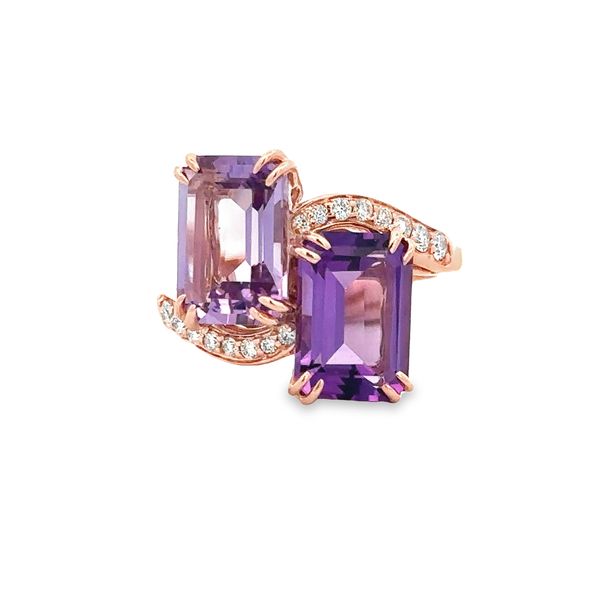 Amethyst and Diamond Bypass Style Ring in Rose Gold Perry's Diamonds & Estate Jewelry Charlotte, NC
