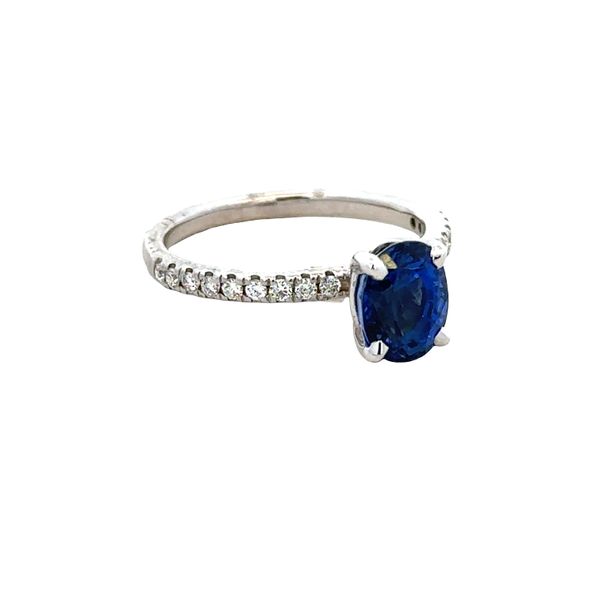14k White Gold Oval Blue Sapphire & Diamond Ring – Size 6 – Rhodium Plated Image 2 Perry's Diamonds & Estate Jewelry Charlotte, NC