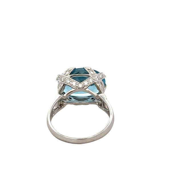 Estate Tiffany & Co. Aquamarine and Diamond Ring in 18k White Gold Image 3 Perry's Diamonds & Estate Jewelry Charlotte, NC