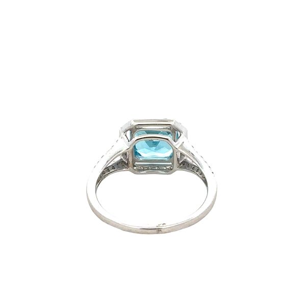 14k White Gold Blue Topaz and Diamond Halo Ring – 2.35 ct. Center Stone Image 3 Perry's Diamonds & Estate Jewelry Charlotte, NC