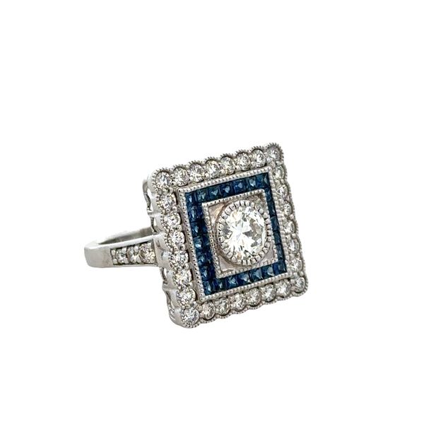 18k White Gold Diamond & Sapphire Geometric Ring – Size 7 Image 2 Perry's Diamonds & Estate Jewelry Charlotte, NC