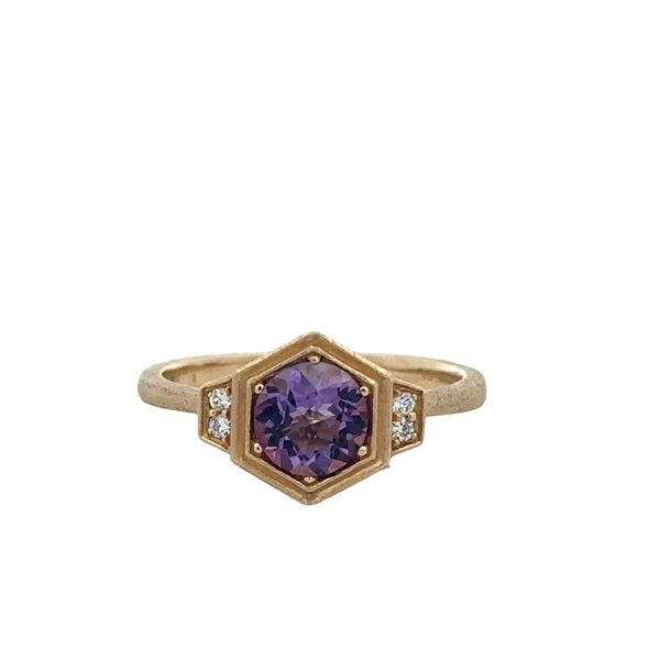 14k Yellow Gold Amethyst & Diamond Hexagonal Ring – Size 6.75 Perry's Diamonds & Estate Jewelry Charlotte, NC