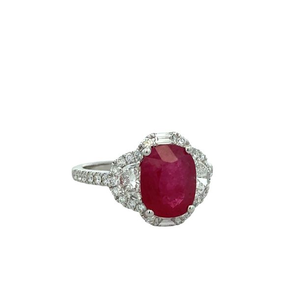 14k White Gold Ruby & Diamond Oval Halo Ring – Size 7 Image 2 Perry's Diamonds & Estate Jewelry Charlotte, NC
