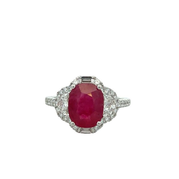 14k White Gold Ruby & Diamond Oval Halo Ring – Size 7 Perry's Diamonds & Estate Jewelry Charlotte, NC
