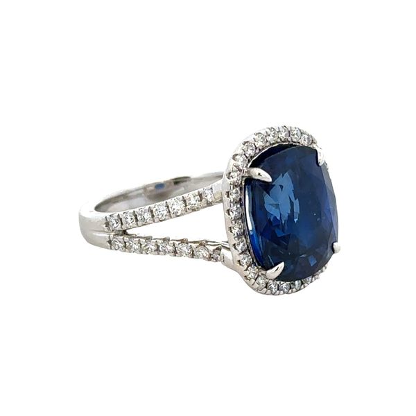 14k White Gold Sapphire & Diamond Halo Ring – Size 7.5 Image 2 Perry's Diamonds & Estate Jewelry Charlotte, NC