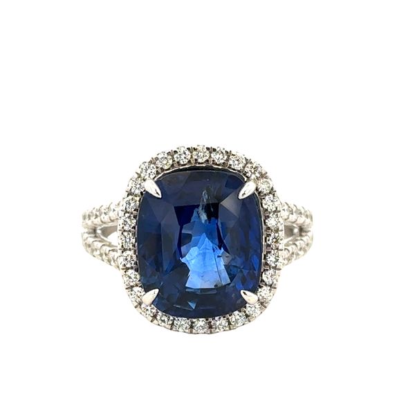 14k White Gold Sapphire & Diamond Halo Ring – Size 7.5 Perry's Diamonds & Estate Jewelry Charlotte, NC