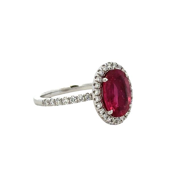 14k White Gold Ruby & Diamond Halo Ring – Size 6.5 Image 2 Perry's Diamonds & Estate Jewelry Charlotte, NC