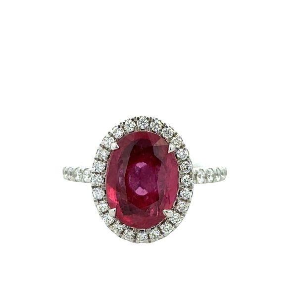 14k White Gold Ruby & Diamond Halo Ring – Size 6.5 Perry's Diamonds & Estate Jewelry Charlotte, NC