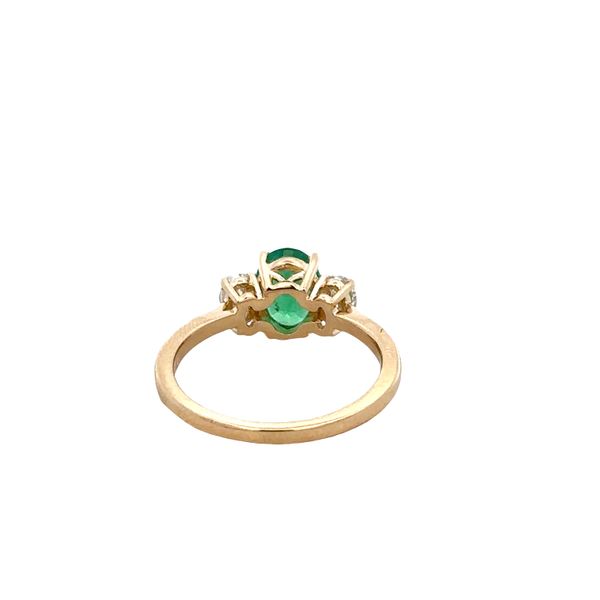14k Yellow Gold Emerald and Diamond Three-Stone Ring – Size 7 Image 3 Perry's Diamonds & Estate Jewelry Charlotte, NC