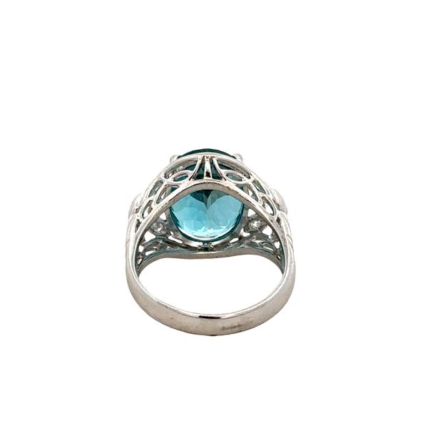 Platinum Blue Zircon and Diamond Foliate Ring – Size 9.5 Image 3 Perry's Diamonds & Estate Jewelry Charlotte, NC