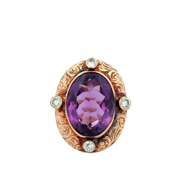 Retro 14k Yellow and Rose Gold Amethyst and Diamond Ring – Size 7.5 Perry's Diamonds & Estate Jewelry Charlotte, NC
